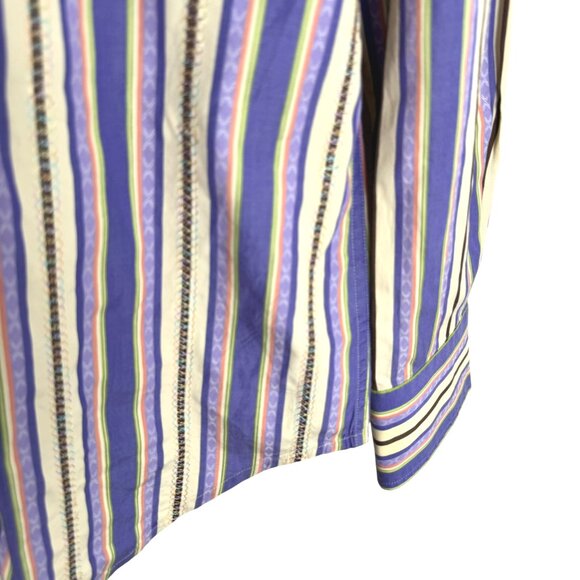 Robert Graham Button Front Shirt Mens Large Striped Long‎ Sleeve TP-3353 - Picture 4 of 12